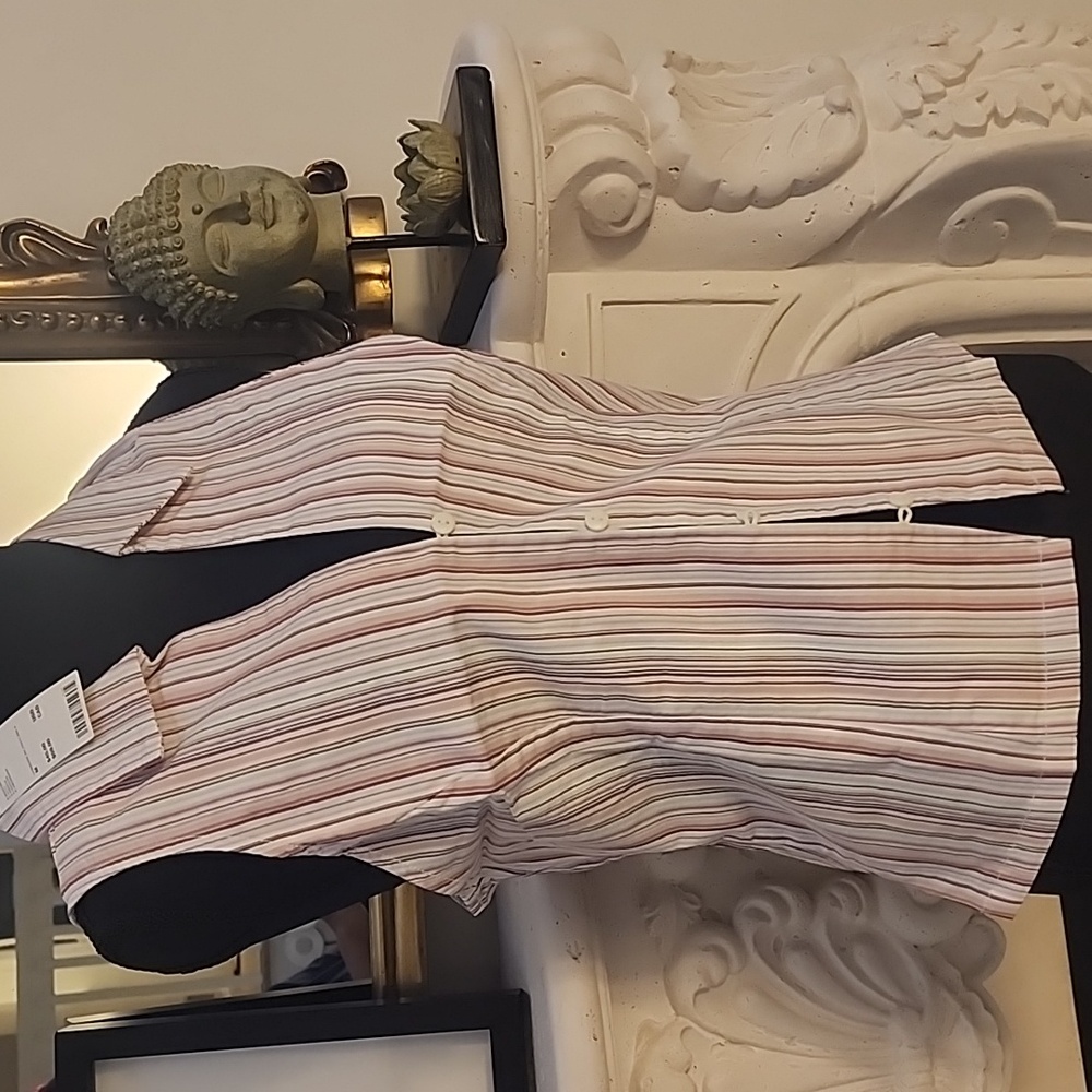 Urban Outfitters Pink and White Striped Button-Down Shirt